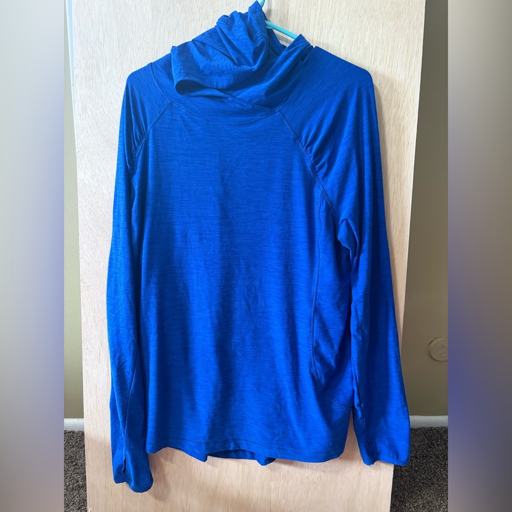 Vibrant Blue Long Sleeve Athletic Hoodie, XL